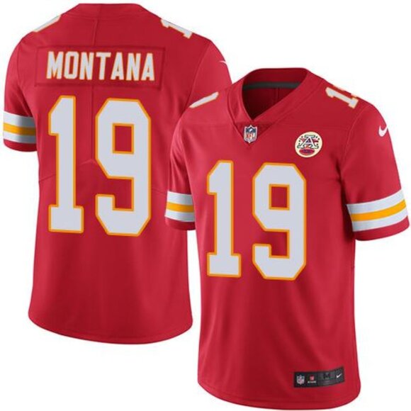 Mens Youths Kids Womens Joe Montana Red Vapor Stitched Jersey